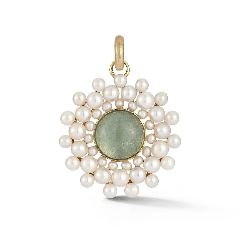 14K Gold Aquamarine & Pearl Cluster Juliet Charm