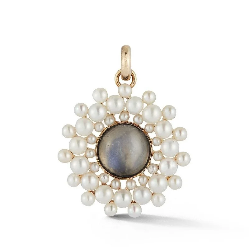 14K Gold Moonstone & Pearl Cluster Juliet Charm