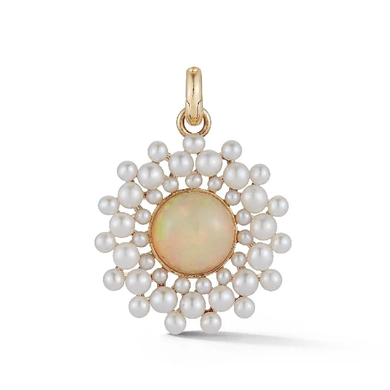 14K Gold Opal & Pearl Cluster Juliet Charm