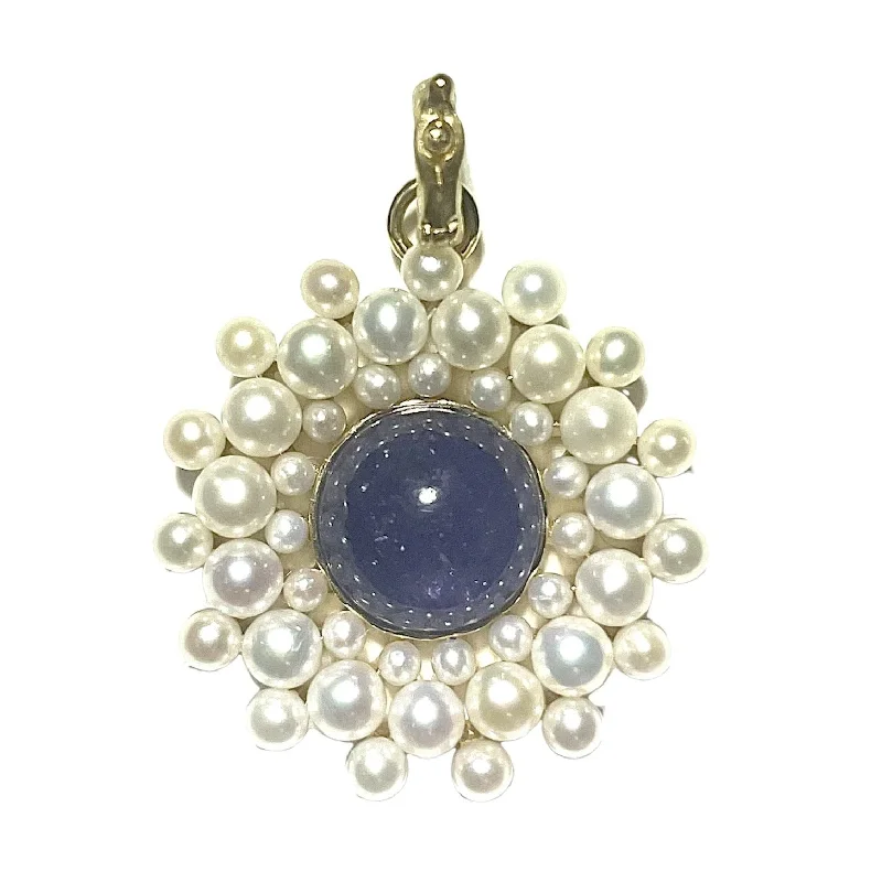 14K Gold Tanzanite & Pearl Cluster Juliet Charm