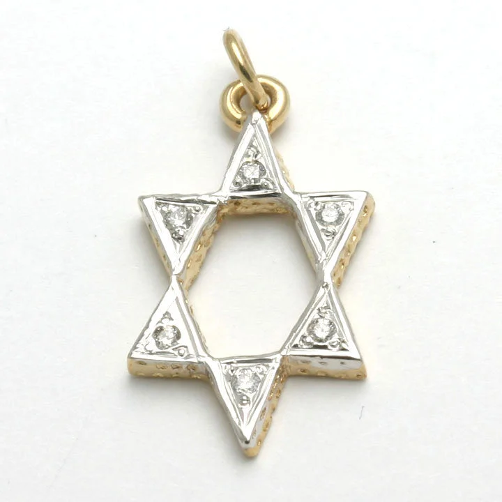 14k Yellow and White Gold Diamond Star of David Pendant