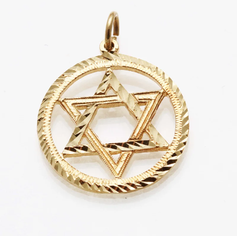 14k yellow gold Encircled Star of David Pendant Large