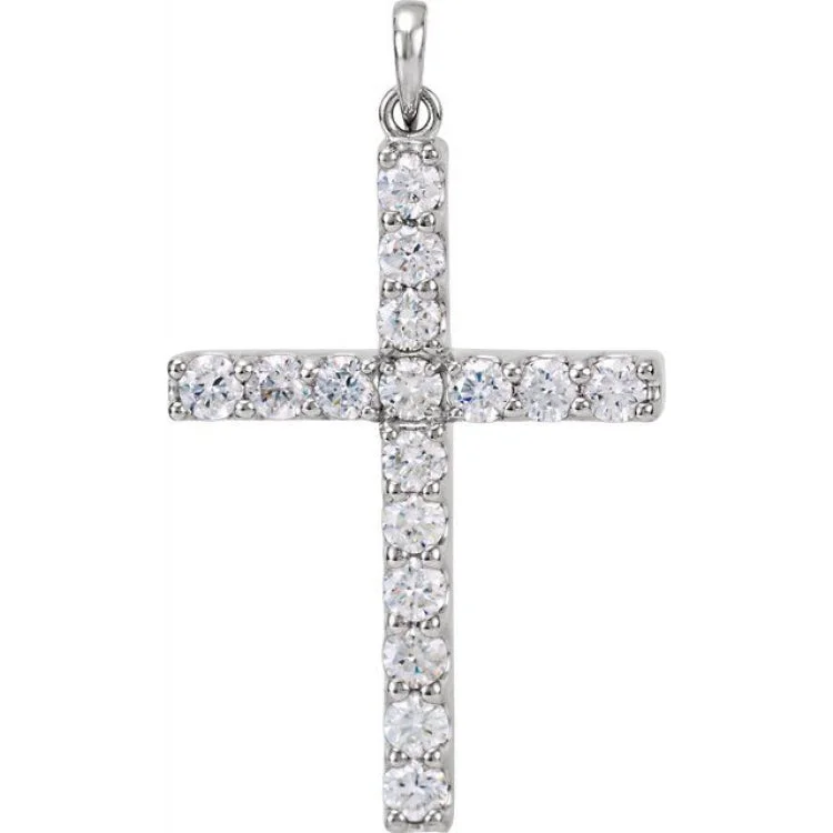 Platinum 1 1/4 CTW Natural Diamond Cross Pendant