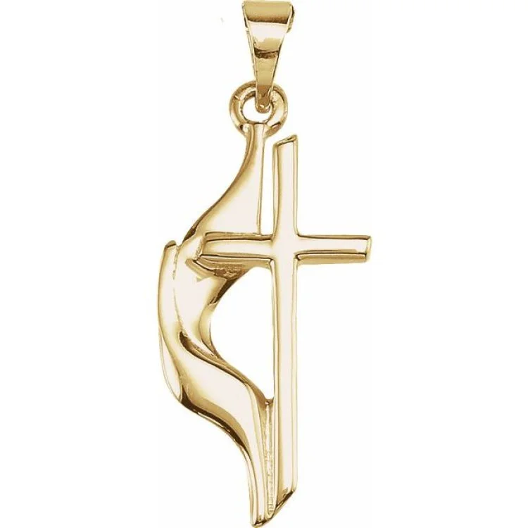 18K Yellow Methodist Cross Pendant