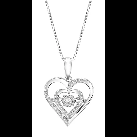 Cluster Diamond Sterling Silver Rhythm of Love Pendant