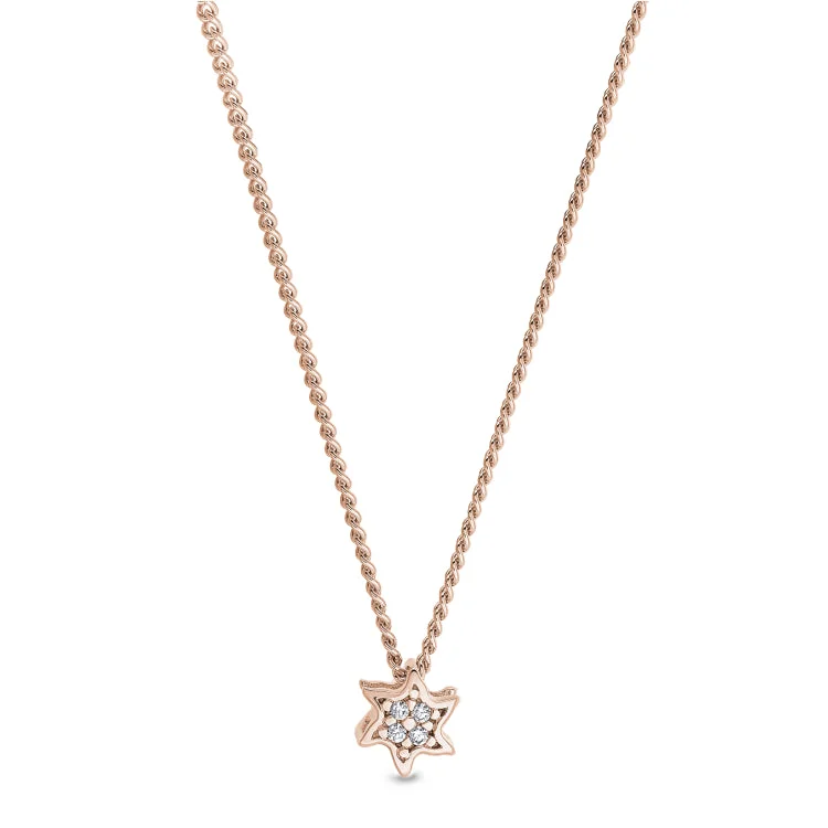 Rose Gold Finish Finish Sterling Silver Starfish Pendant with Simulated Diamonds on 18" Chain