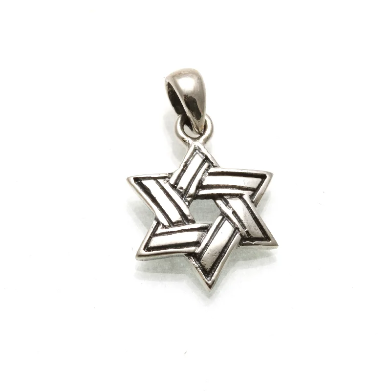 Sterling Silver Double Star of David Woven Oxidized