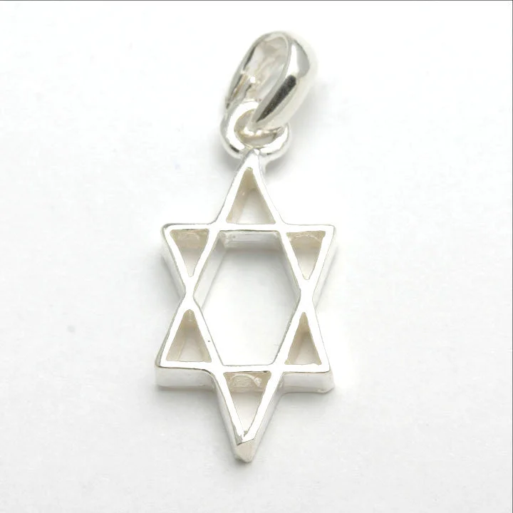 Sterling Silver Jewish Star of David Pendant Long