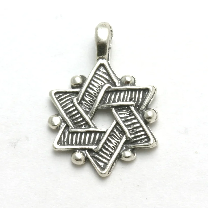 Sterling Silver Woven Jewish Star of David Pendant Oxidized