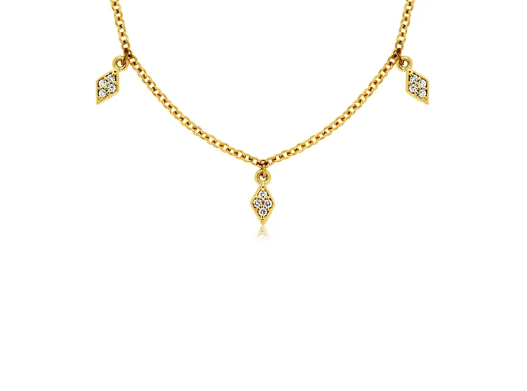 Sabel Collection Yellow Gold Round Diamond Station Necklace