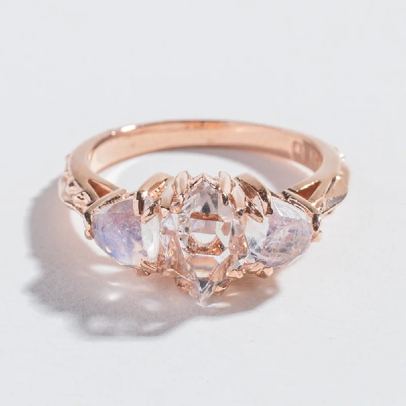 ARTEMIS ENGAGEMENT RING | 14K GOLD & HERKIMER + MOONSTONE