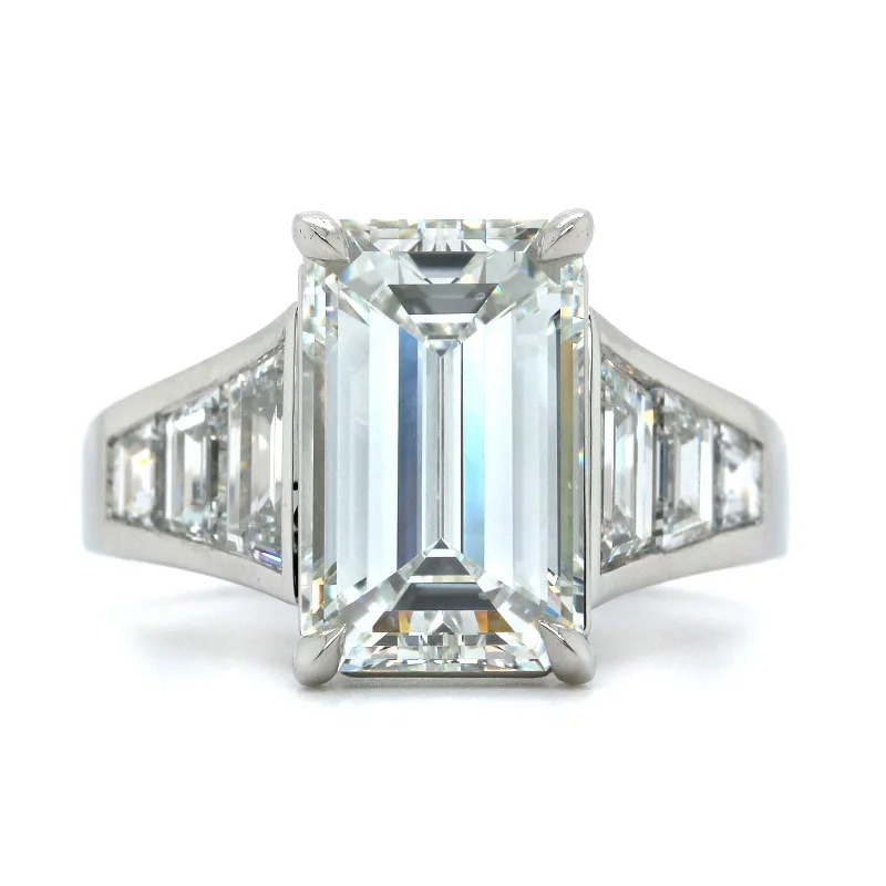 Platinum Emerald Cut Diamond Engagement Ring