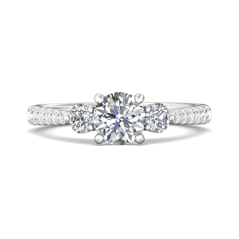 18K White Gold 3 Stone Diamond Engagement Ring