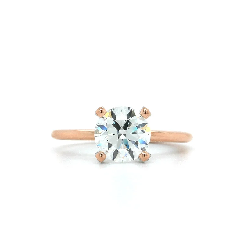 18K Rose Gold Round Diamond Solitaire Engagement Ring