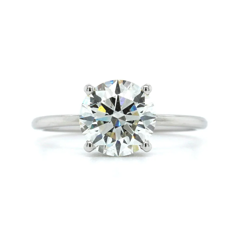 Platinum Round Diamond Hidden Halo Engagement Ring