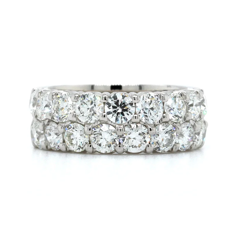 18K White Gold Double Row Diamond Wedding Ring