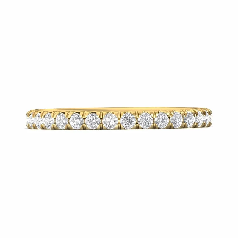 18K Yellow Gold Prong Set Round Diamond Band