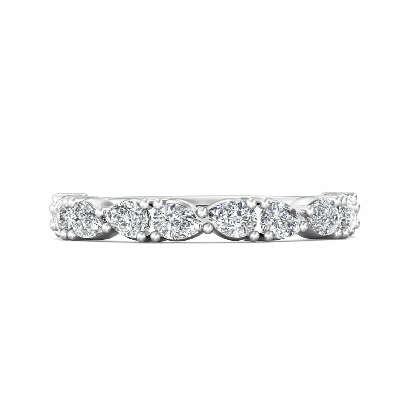 Platinum Prong Set Pear Shaped Diamond Band