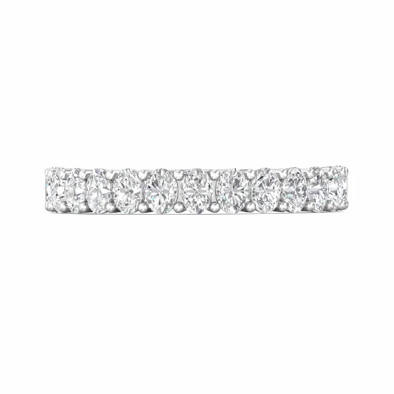 Platinum Oval Diamond Shared Prong Band