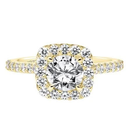 18K Yellow Gold Diamond Halo Engagement Ring Setting