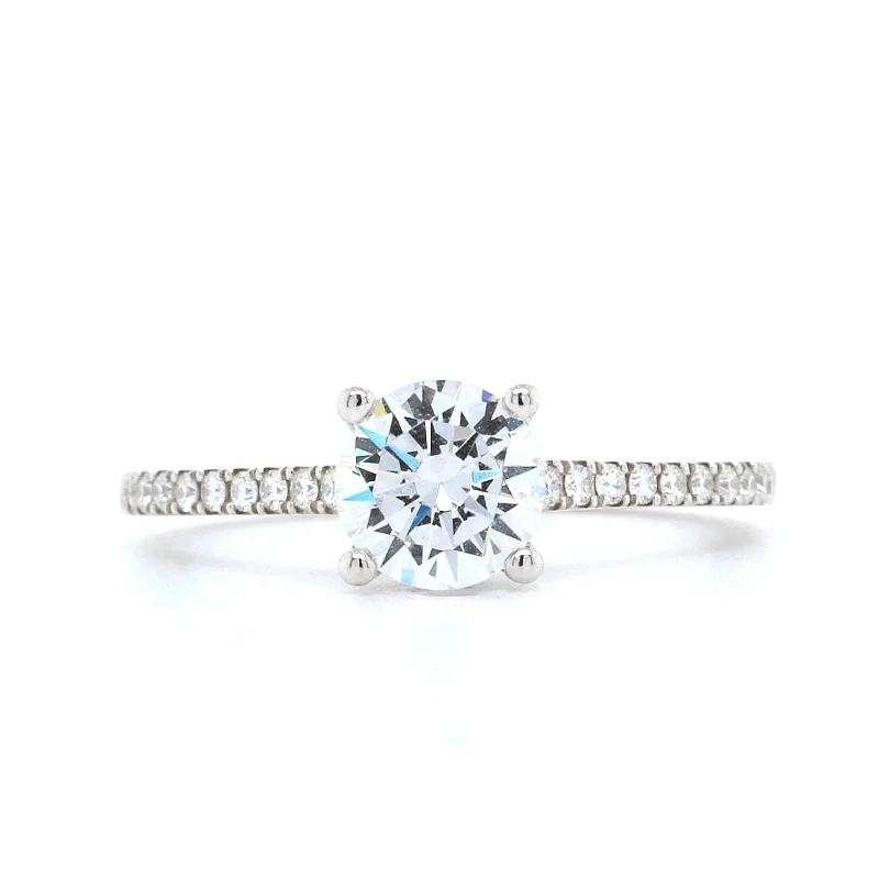 18K White Gold Pave Diamond Engagement Ring Setting