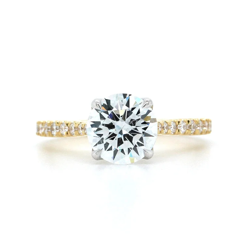 18K Yellow Gold 4 Prong Diamond Gallery Engagement Ring Setting