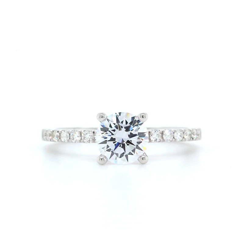 18K White Gold Diamond Prong Set Engagement Ring Setting