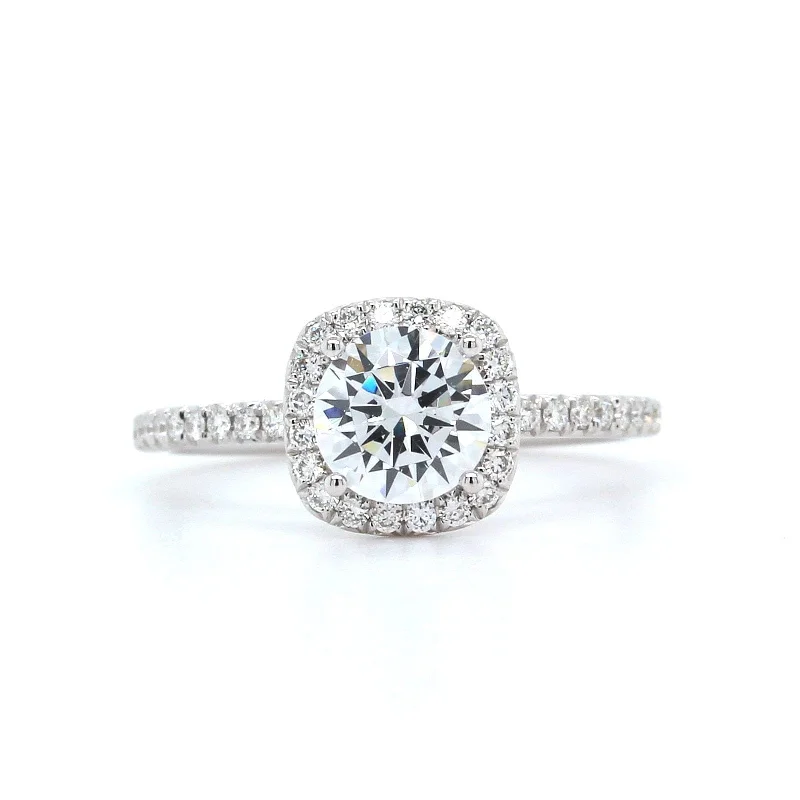 18K White Gold Diamond Halo Engagement Ring Setting