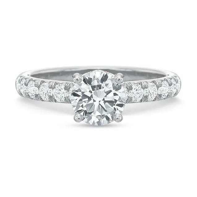 Platinum Halfway Diamond Sides Engagement Ring Setting