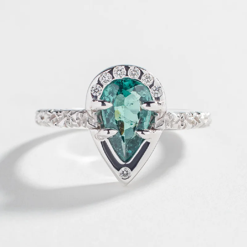 THE PHOENIX SHIELD ENGAGEMENT RING | 14K GOLD & TOURMALINE AND DIAMONDS