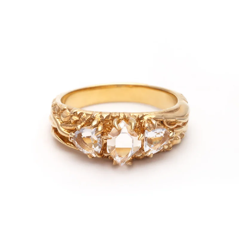 TRI-REALM MATRIX ENGAGEMENT RING | 14K GOLD & HERKIMER