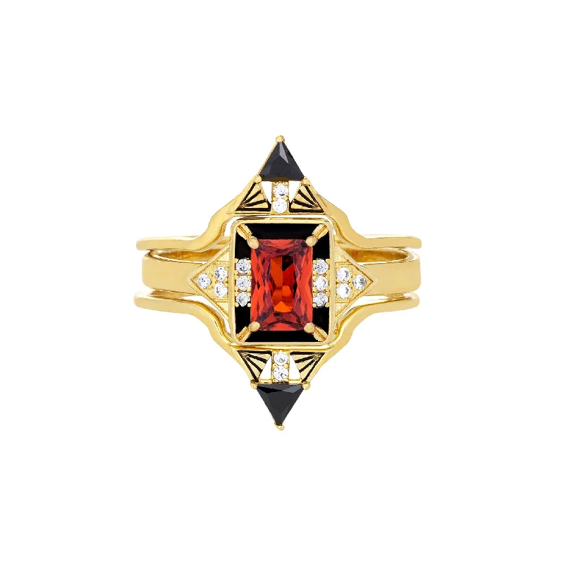 Castle Ring Set - Garnet