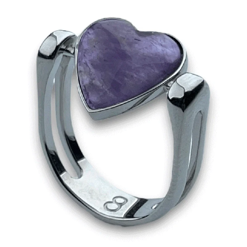 Heart-Shaped Crystal Fidget Ring