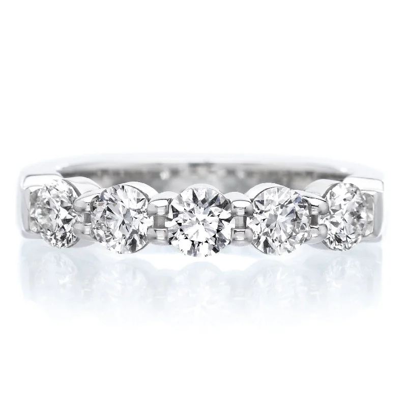 Platinum 5 Stone Diamond Band