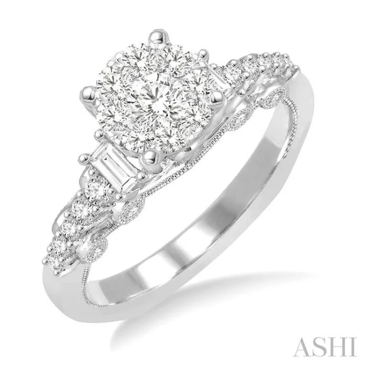 3/4 Ctw Diamond Lovebright Engagement Ring in 14K White Gold