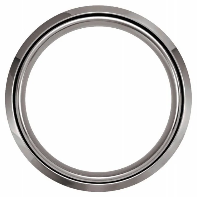 Tungsten 8 mm Satin & Beveled-Edge Band Size 8