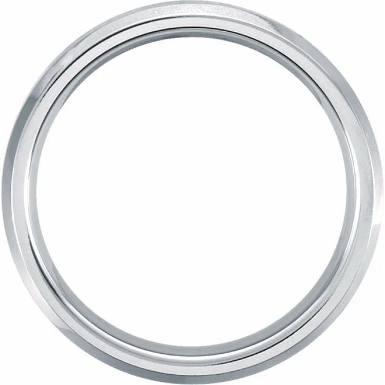 White Tungsten 6 mm Beveled-Edge Band Size 12