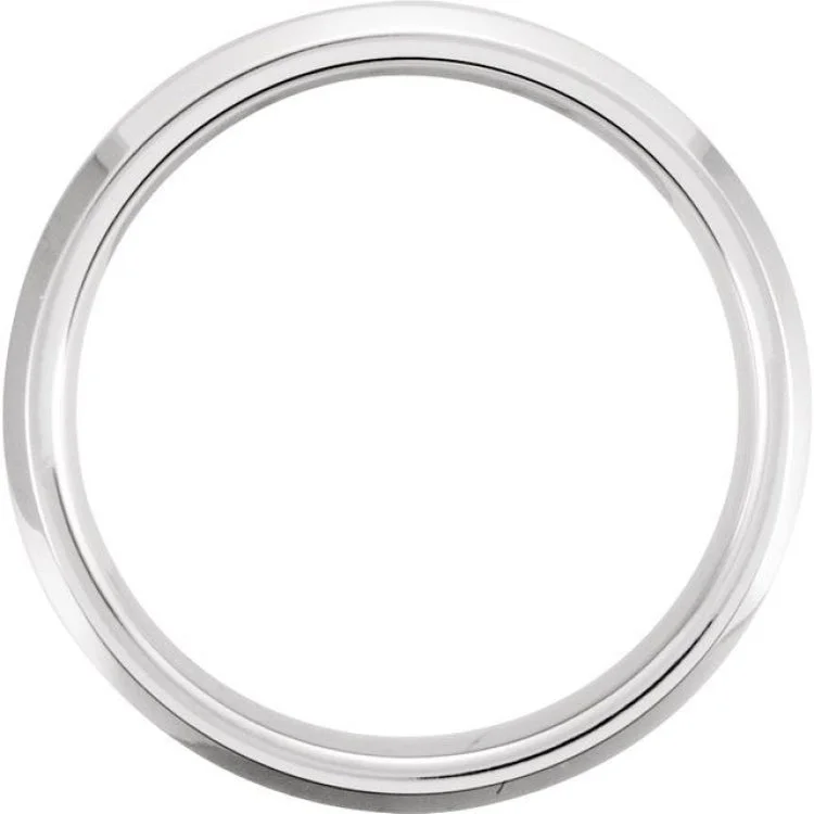 White Tungsten 6 mm Satin & Polished Beveled-Edge Band Size 8.5