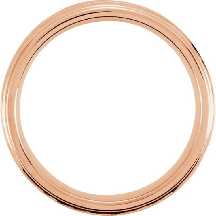 18K Rose Gold PVD Tungsten 4 mm Satin and Polished Edge Band Size 11