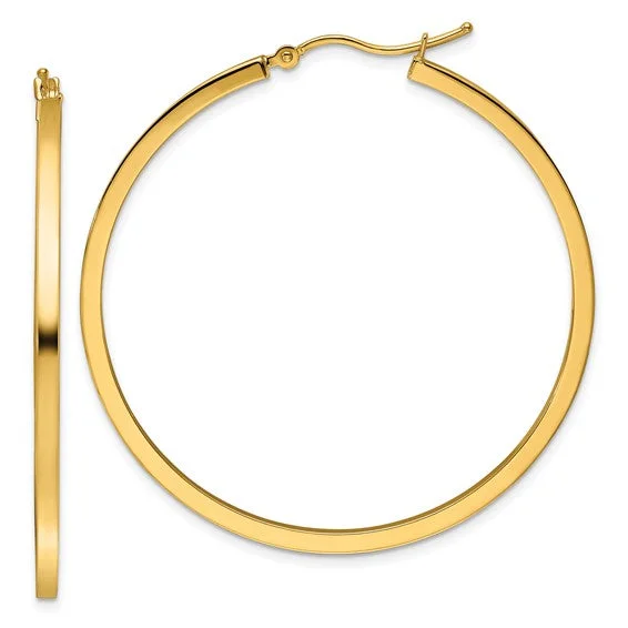 10K Yellow Gold Square Polished 2mm Hoop Earrings