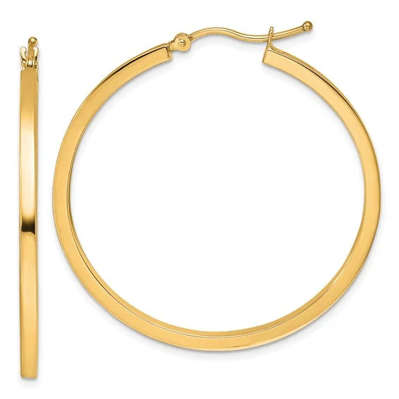 10K Yellow Gold Square Polished 2mm Hoop Earrings