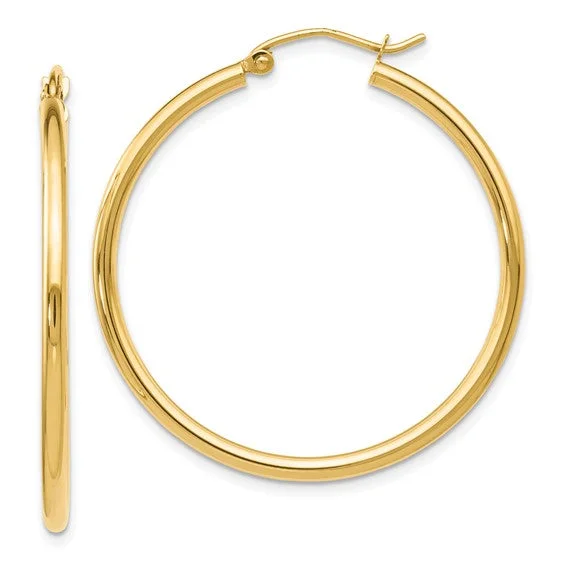 14k Polished 2mm Hoop Earrings