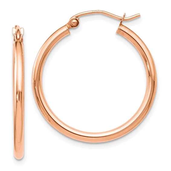 14K Rose Gold 2mm Polished Hoop Earrings