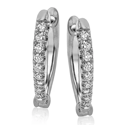 14k White Gold .22ct Diamond Hoop Earrings