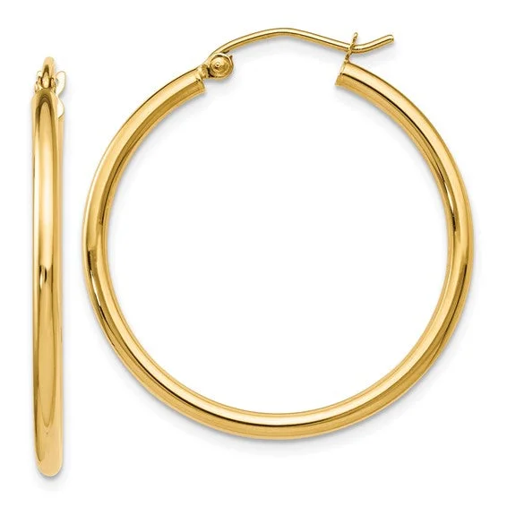 14K Yellow Gold 2mm Polished Hoop Earrings