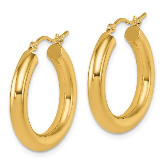 14K Yellow Gold Polished 4mm Hoop Earrings