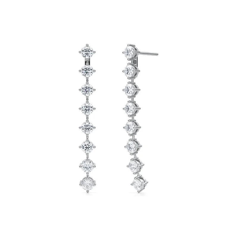 8 Stone Round Lab Grown Diamond Drop Earrings