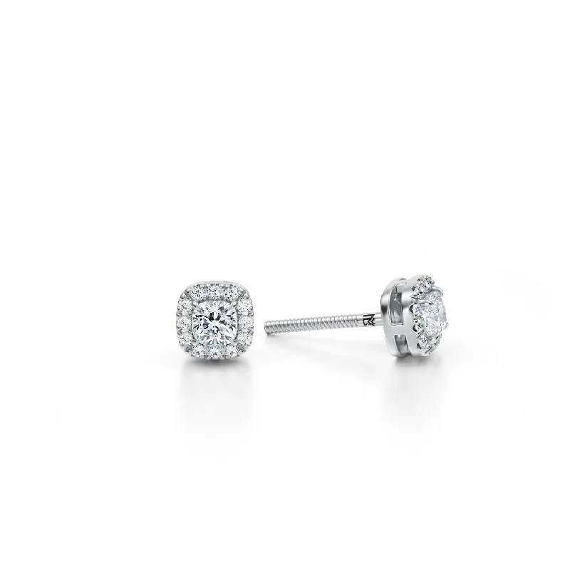 Cushion Halo Stud Earrings