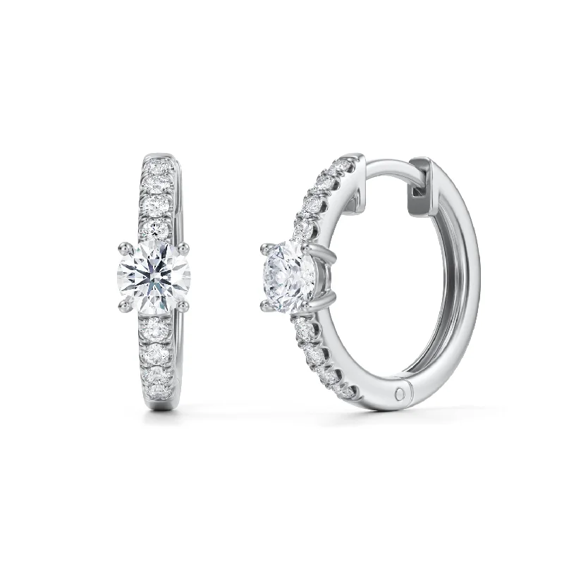 Lab Grown Diamond Huggie Earrings - Round