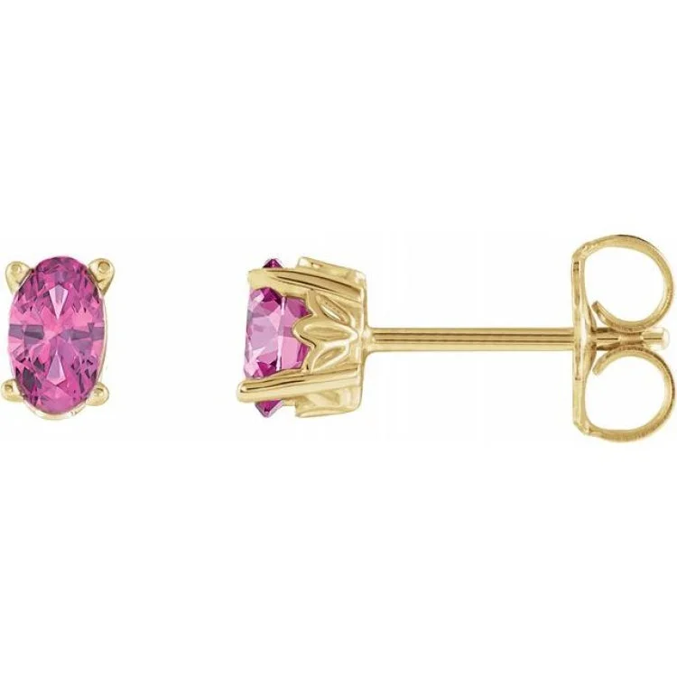 14K Yellow Natural Pink Tourmaline Earrings